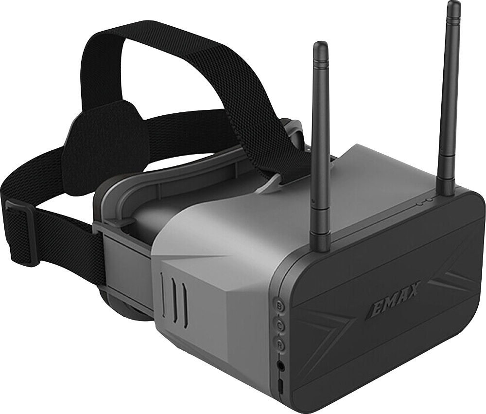 A virtual reality headset with two antennas attached to it