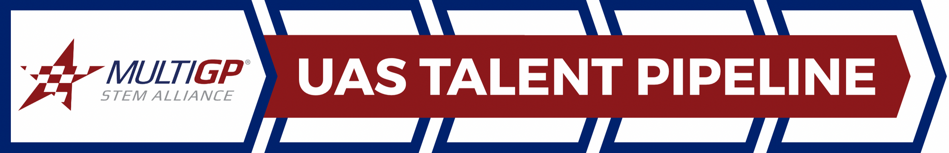 A red white and blue sign that says uas talent pipeline