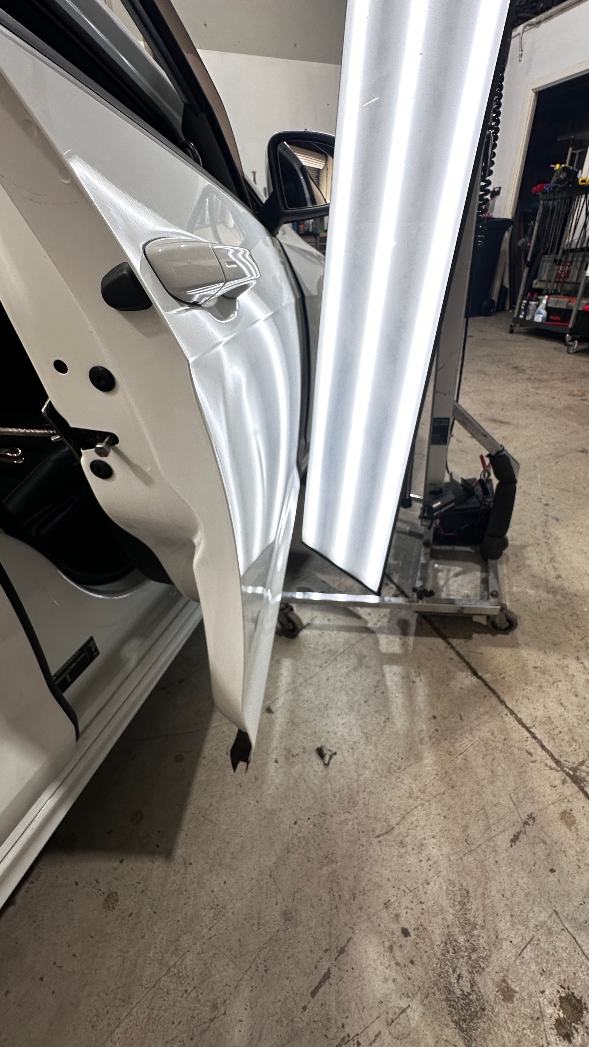 White Car Door With A Fixed Dent 3 — Dent Repair Specialist in Kunda Park, QLD