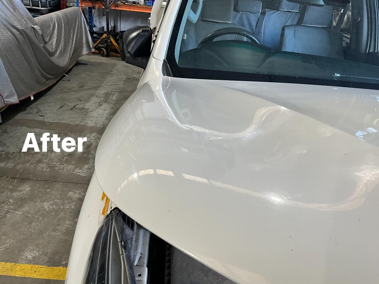 White Car Hood After — Dent Repair Specialist in Kunda Park, QLD