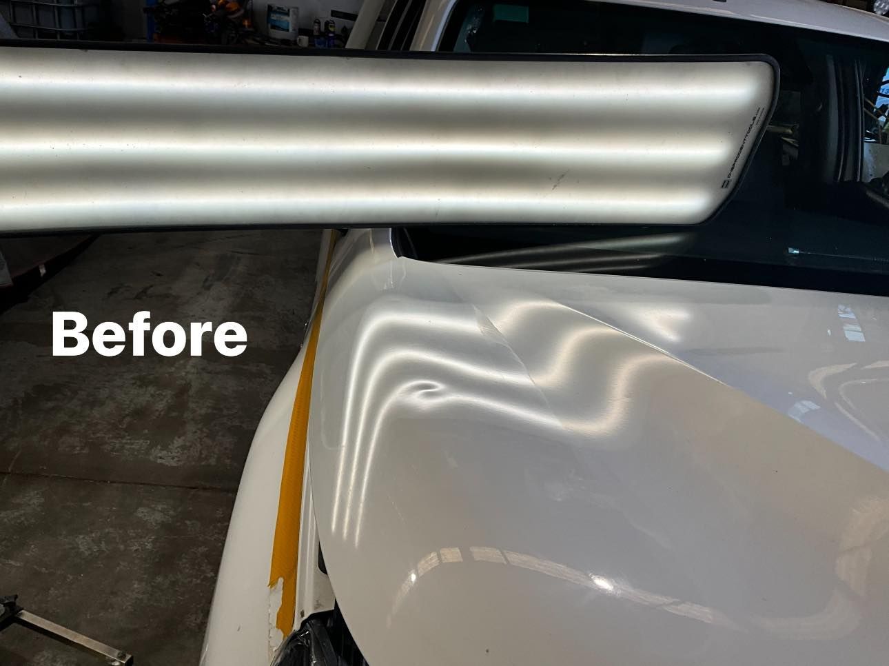 White Car Hood Before — Dent Repair Specialist in Kunda Park, QLD