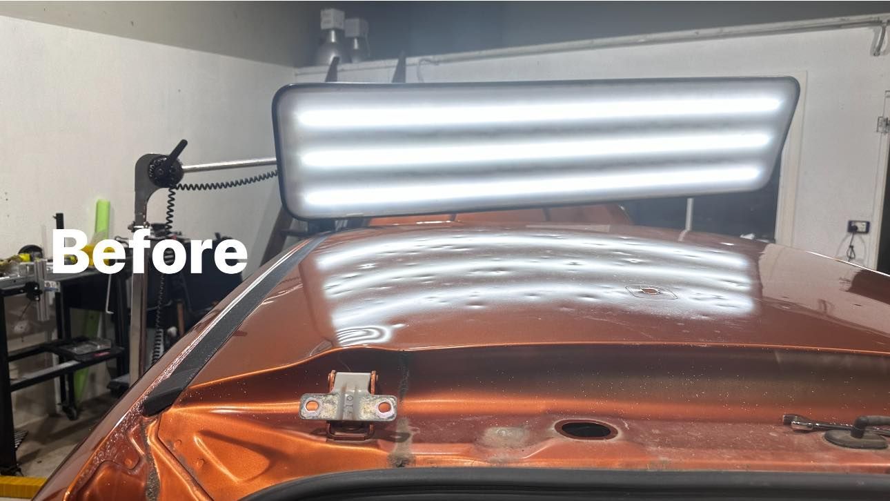 Orange Car Roof Before — Dent Repair Specialist in Kunda Park, QLD