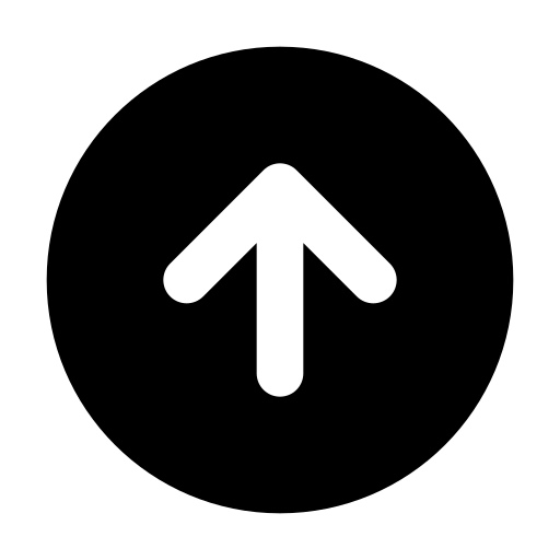 A white arrow pointing up in a black circle.