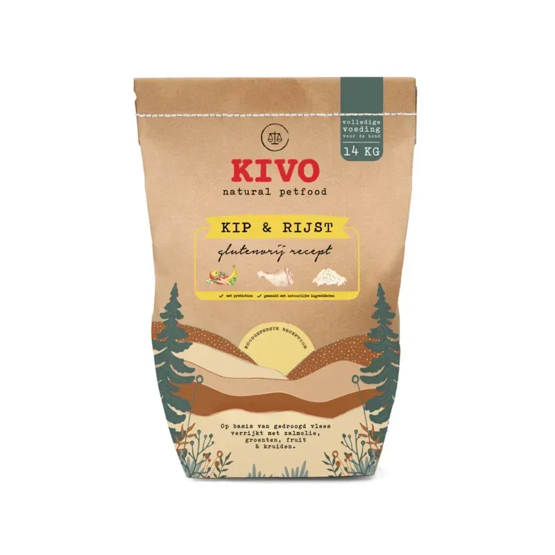 Kivo Kip & Rijst koudgeperste brok 14 kg