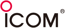 A logo for icom with a red circle in the middle