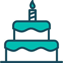 A two-tiered teal birthday cake with icing drips and a single lit candle on top.
