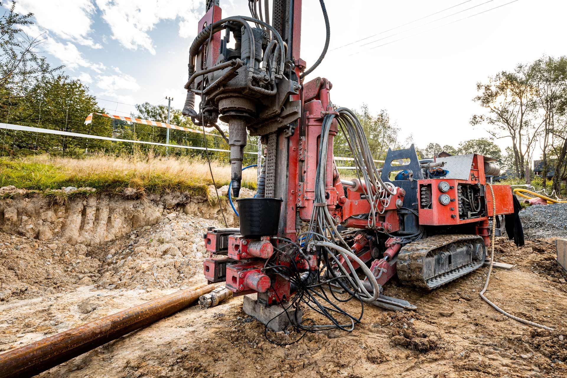 Red drilling rig
