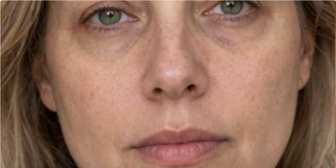 Face with flat, tired looking skin and little natural light reflection