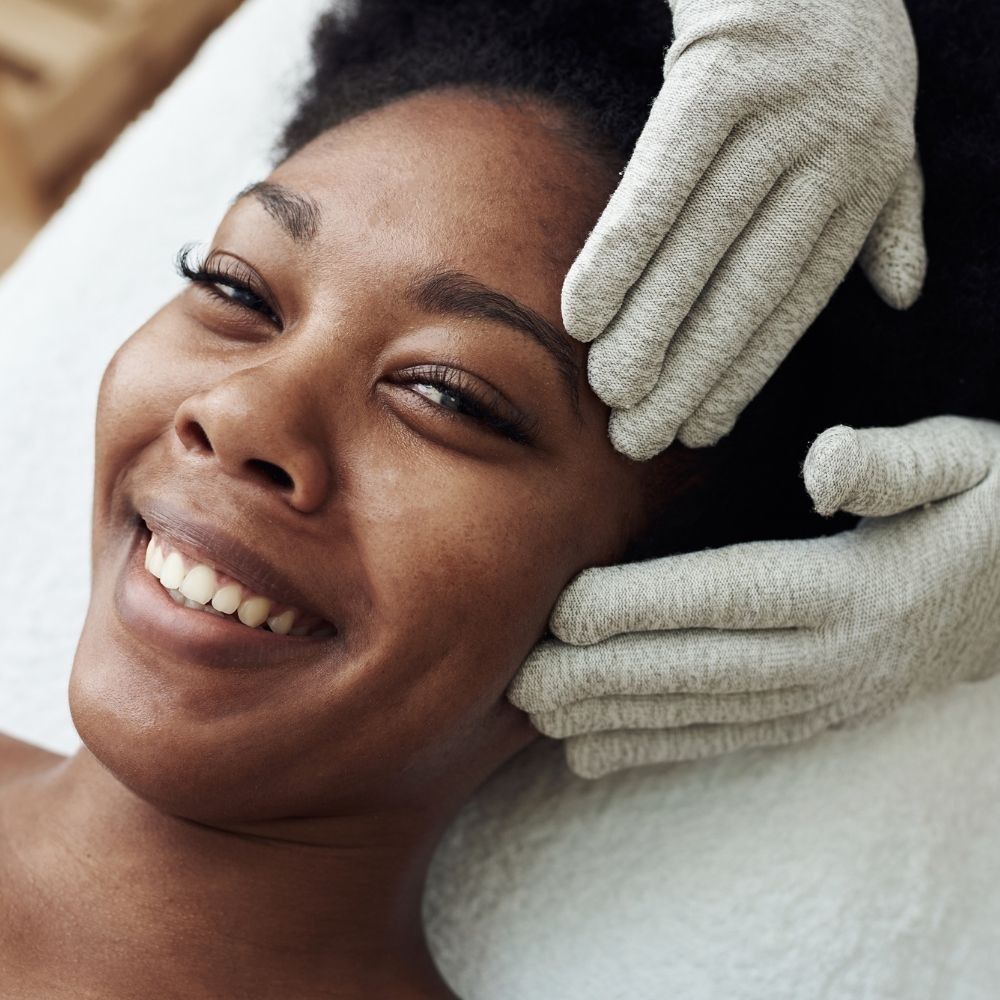 Client receiving a customized corrective facial at Good Skin Aesthetics in Loomis, California