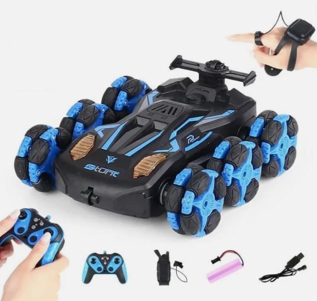 Blue - RC Car 360 Degree Rotating with Wheel lights and headlights double-sided