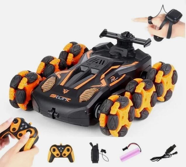 Orange - RC Car 360 Degree Rotating with Wheel lights and headlights double-sided