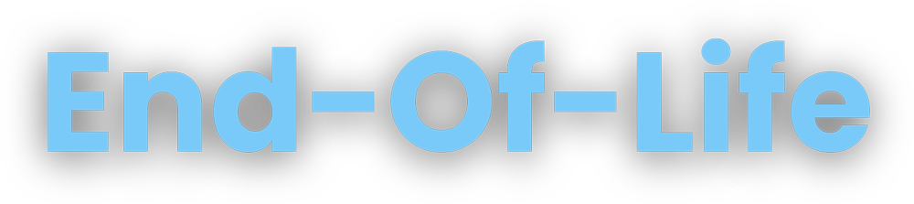 The word end of life is written in blue on a white background.