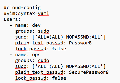A black and white page with the words #cloud-config at the top