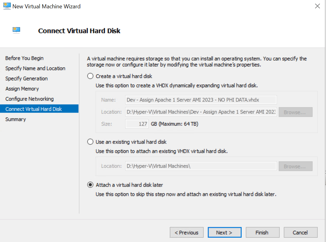 A screenshot of a computer screen that says connect virtual hard disk