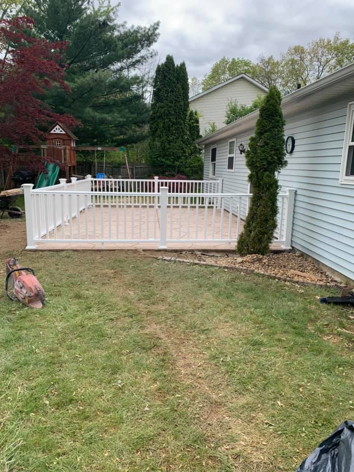 Patio With White Fence — Hudson Valley — G & R Masonry