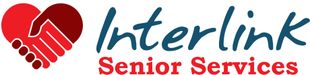 Interlink Senior Services logo with red heart and handshake icon, blue and red text.