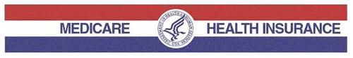 Medicare health insurance banner with red, white, and blue logo and text