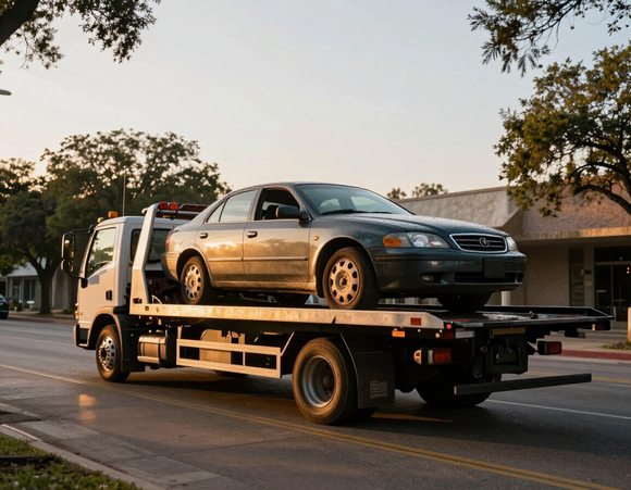 Tow truck loading a car in San Antonio