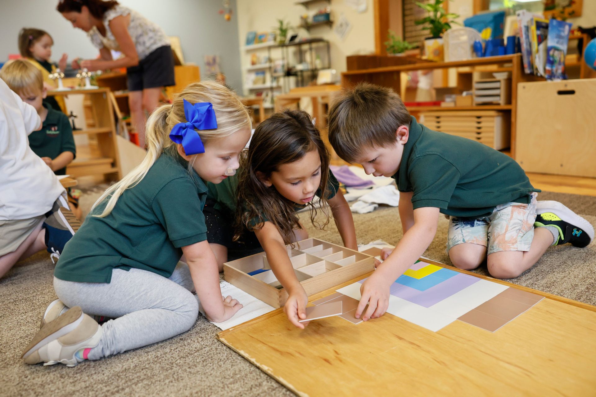 Montessori children engaged in work