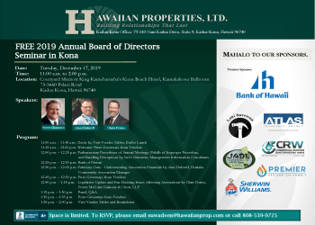 Kona Annual Board Member Seminars Template – Honolulu, HI – Hawaiian Properties