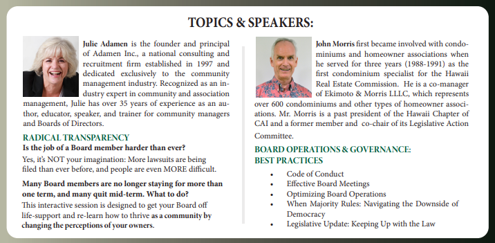 Speakers: John Adamson and John Morris, with topics on community management and best practices.