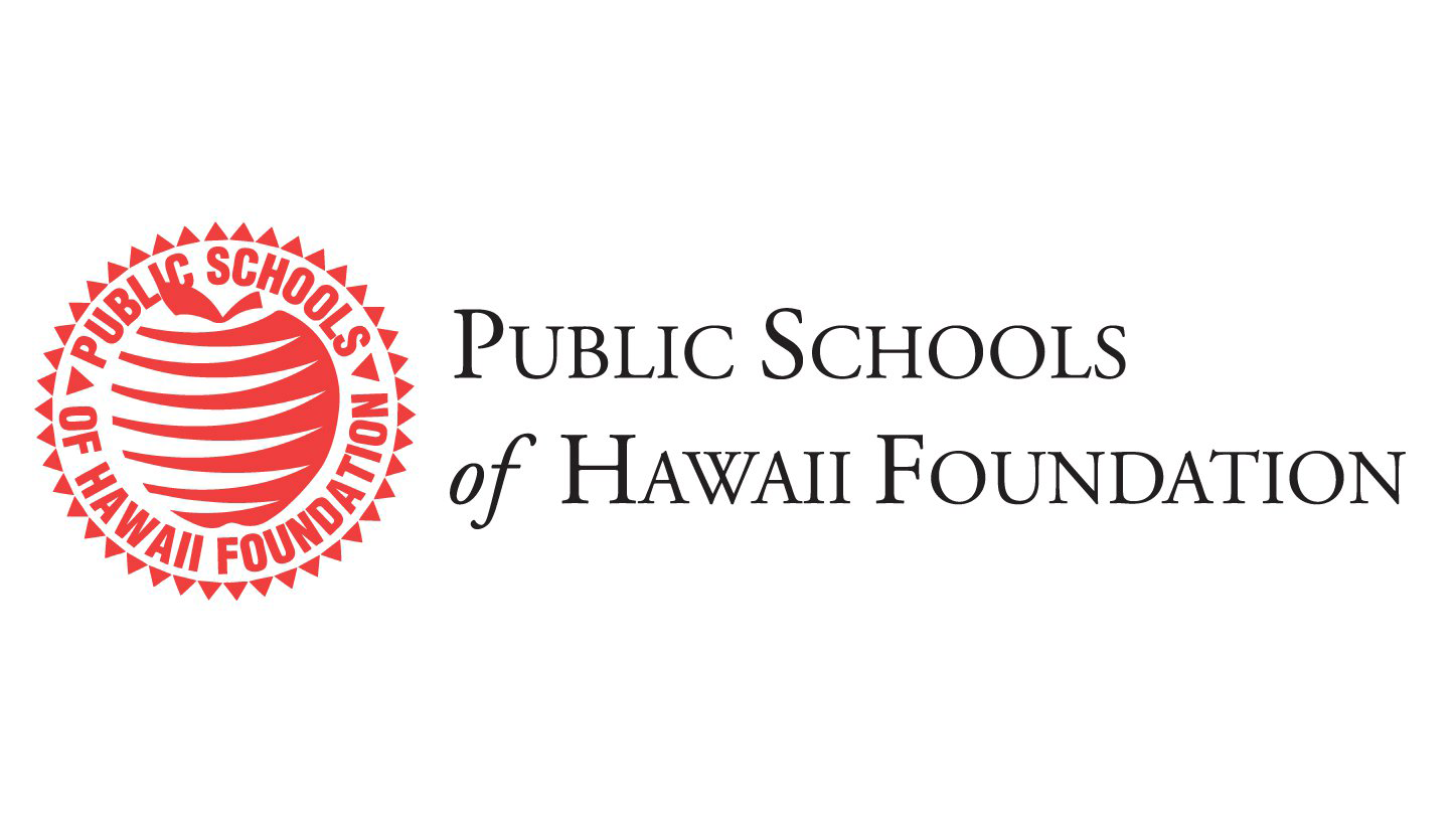 Logo for Public Schools of Hawaii Foundation. Red apple with text: Public Schools of Hawaii Foundation.