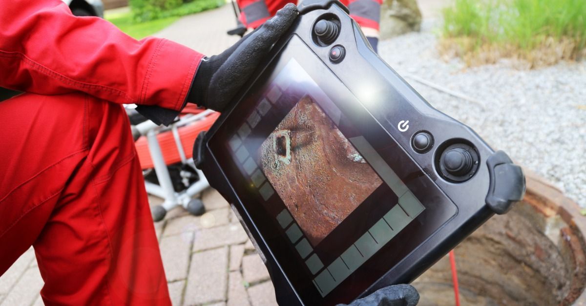 A sewer inspection camera being used inside a pipe during a canal inspection, showing the equipment in action.