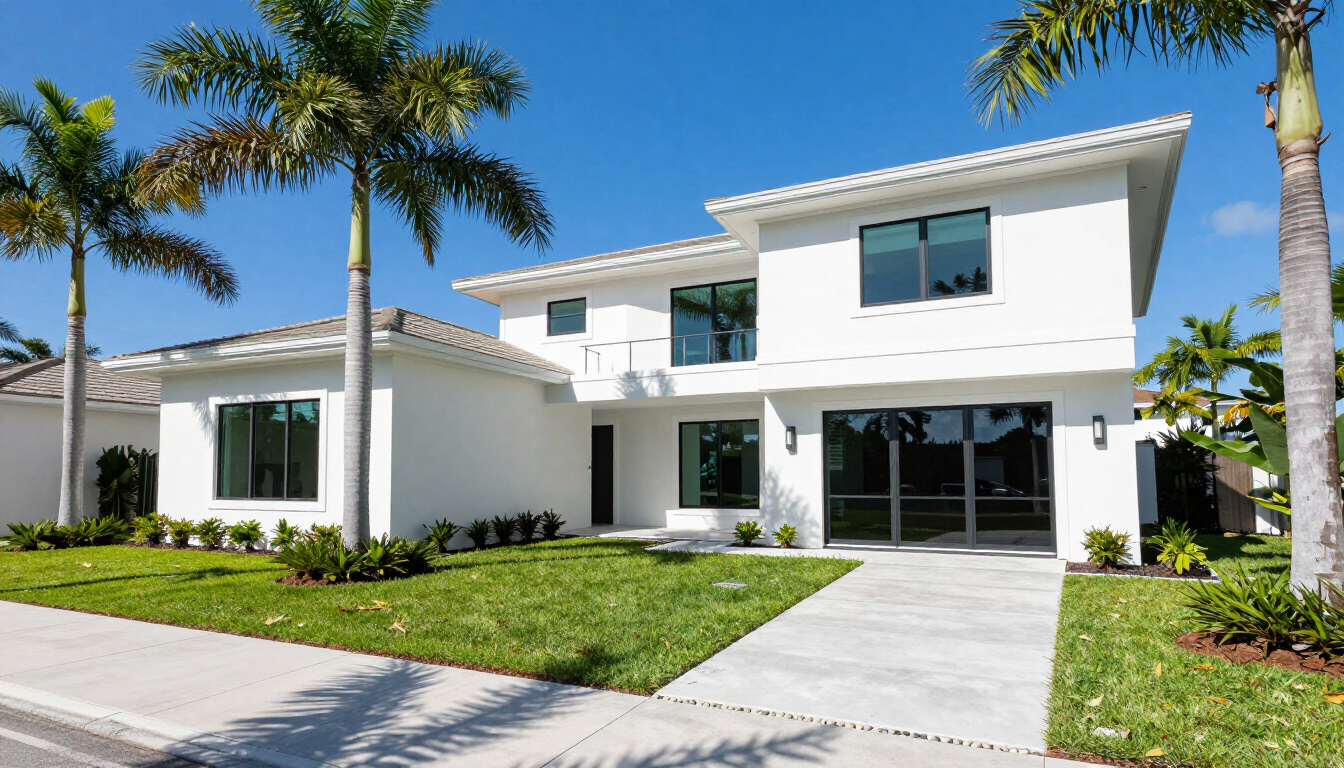 Modern new construction home exterior in Sarasota Florida