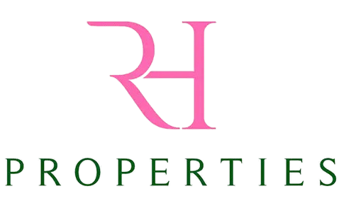 Pink “RH” logo above green “PROPERTIES” text on a white background