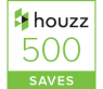 Houzz 500 Saves badge with green house logo and text