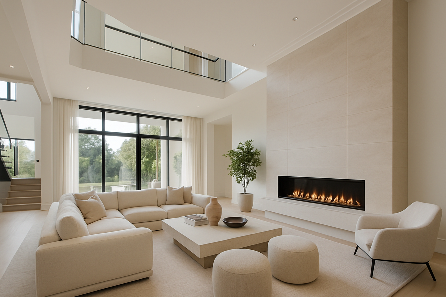 A modern house with a swimming pool and a lot of windows.