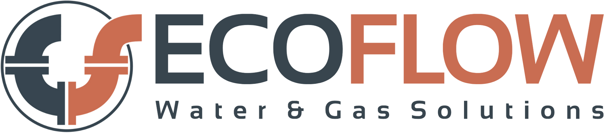 ECOFLOW Water & Gas Solutions logo with orange and gray stylized icon