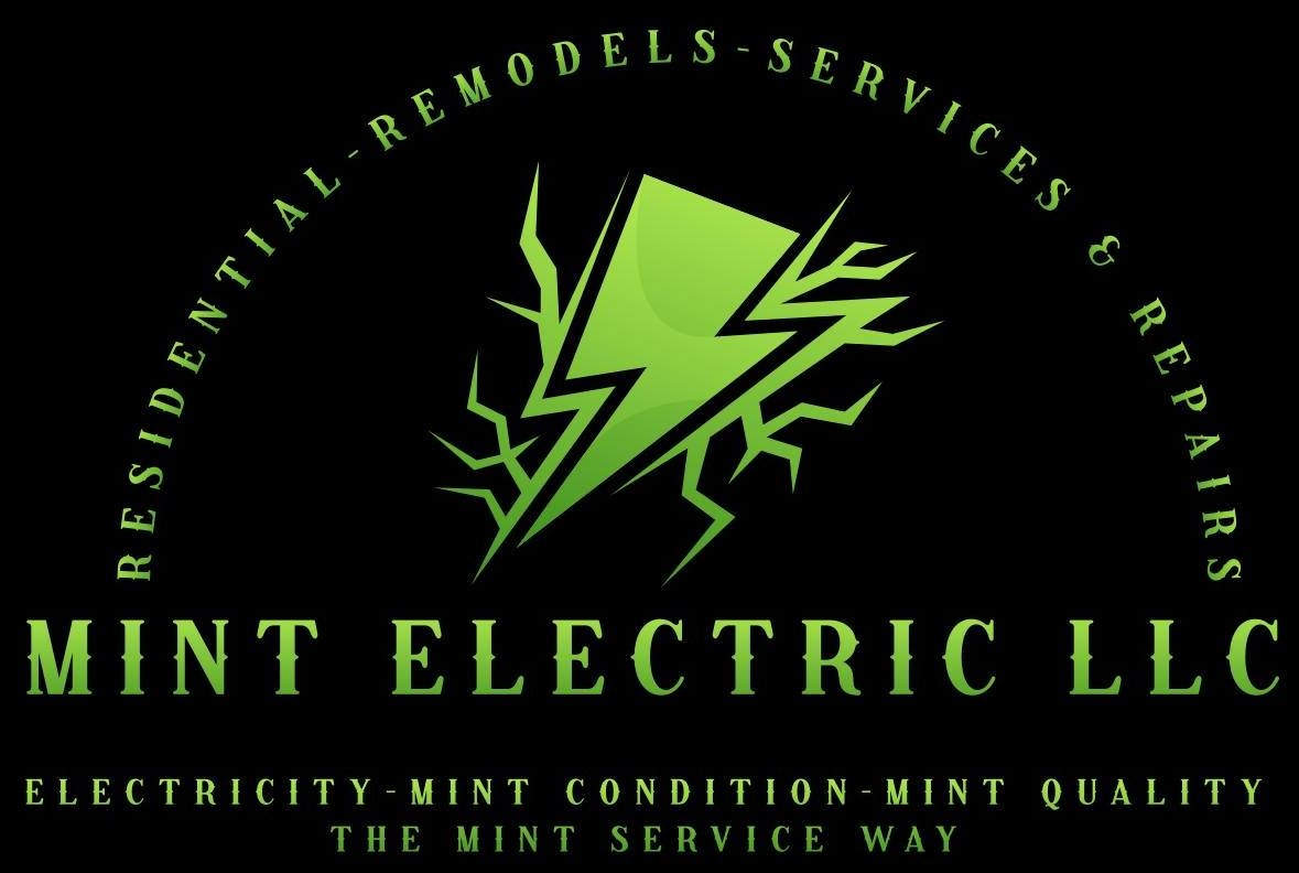 A Mint Electric LLC logo with a lightning bolt on it