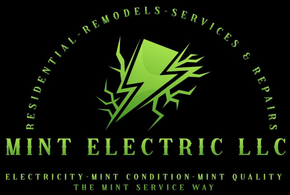 A Mint Electric LLC logo with a lightning bolt on it