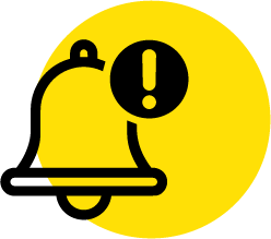 Un ícono negro estilizado y llamativo de un gesto de pulgar hacia arriba centrado en un círculo amarillo brillante.