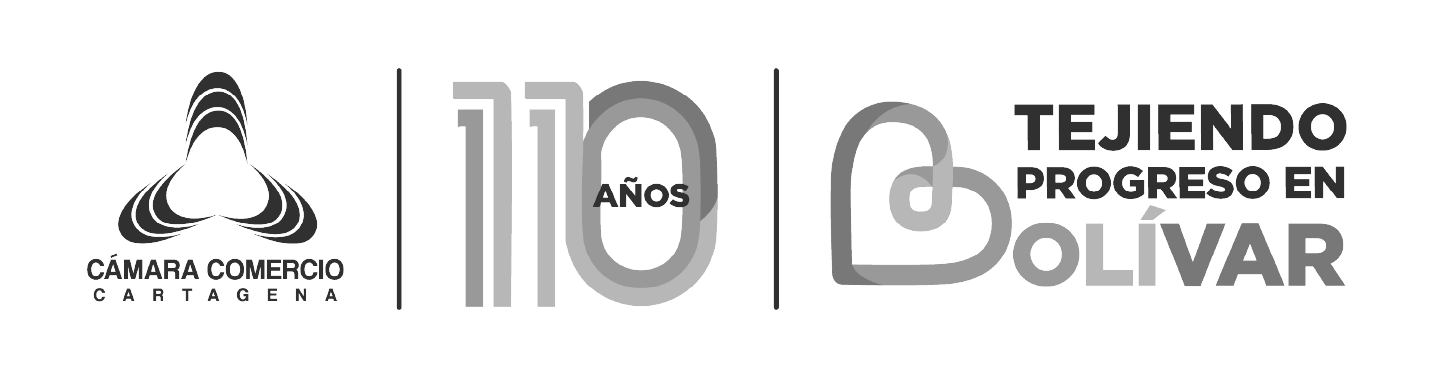 Logo for Cámara de Comercio Cartagena celebrating 110 years, 