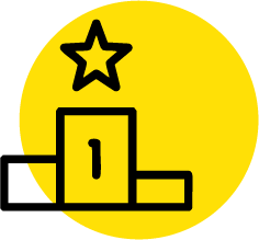 podio de ganadores del primer lugar con una estrella sobre el bloque central. Magum Agencia de Marketing