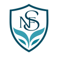 Logotipo de escudo color turquesa con las letras “NF” y hojas estilizadas en el interior.