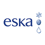 A logo for a company called eska with a snowflake and a drop of water.