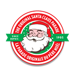 The original santa claus parade logo has a picture of santa claus on it.