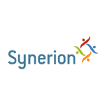 The synergion logo is a colorful logo with people standing next to each other.