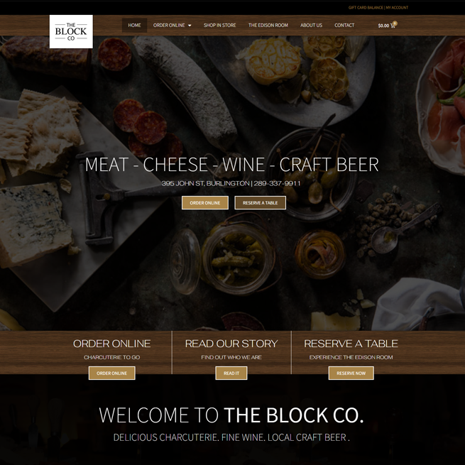 A website for the block co. shows a table full of food