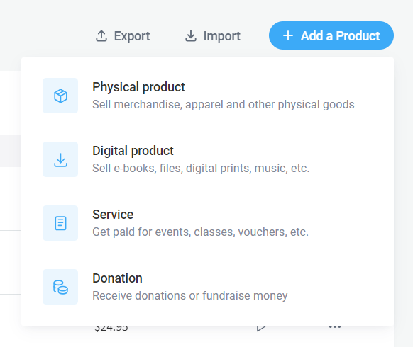 A screenshot of the add a product page on a website