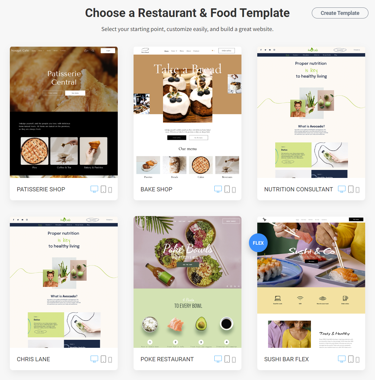 There are many different templates to choose from for a restaurant and food website.