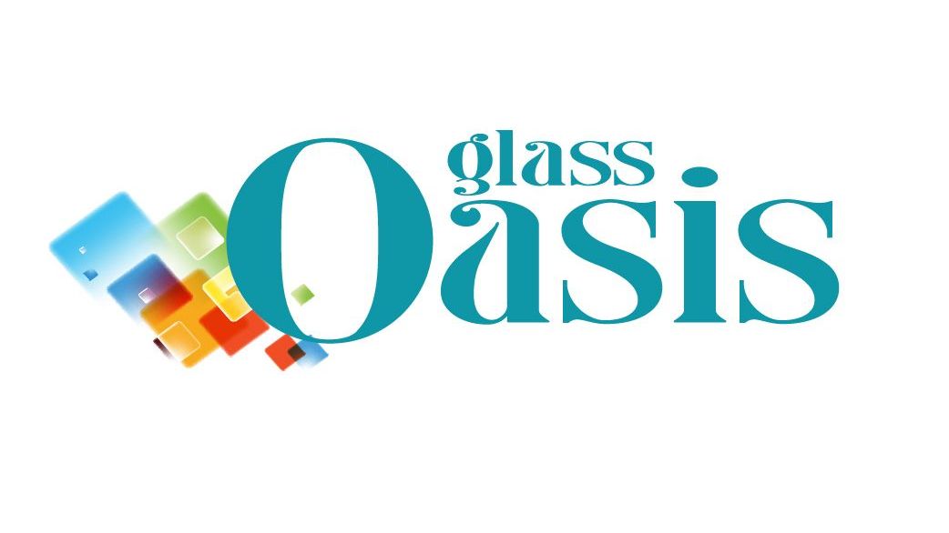 A colorful logo for glass oasis beautiful functional art
