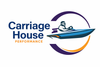 Carriage House Performance logo with blue and orange text and a stylized boat in purple and orange arcs