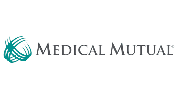 Medical Mutual logo with teal emblem and gray text on a white background