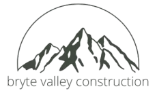 Black and white logo: mountains under a curved line, with 
