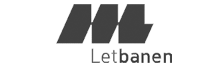 Et sort/hvidt logo for et firma ved navn letbanen