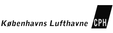 A black and white logo for kobenhavns lufthavne cph